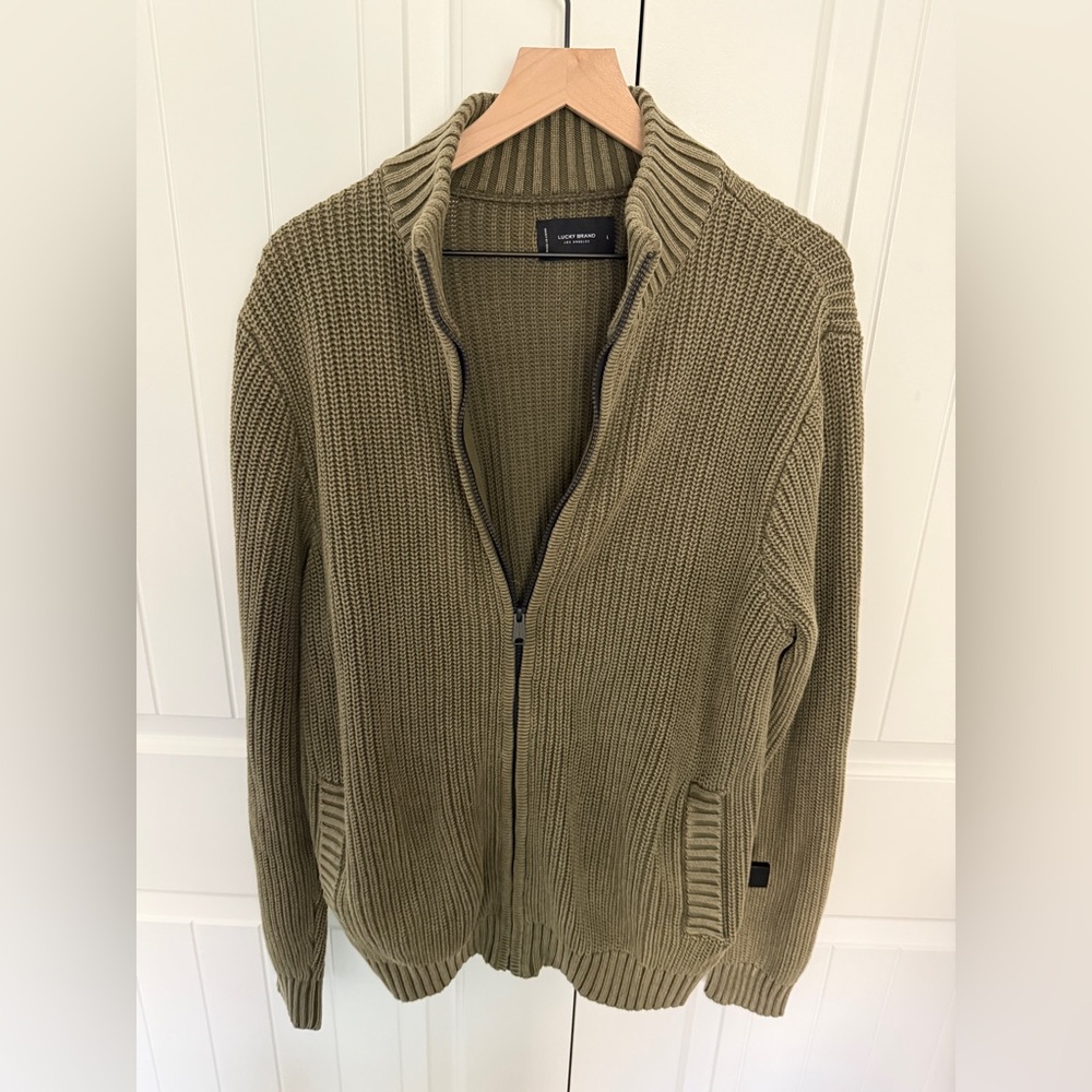 Lucky Brand Zip Cardigan, Size Large